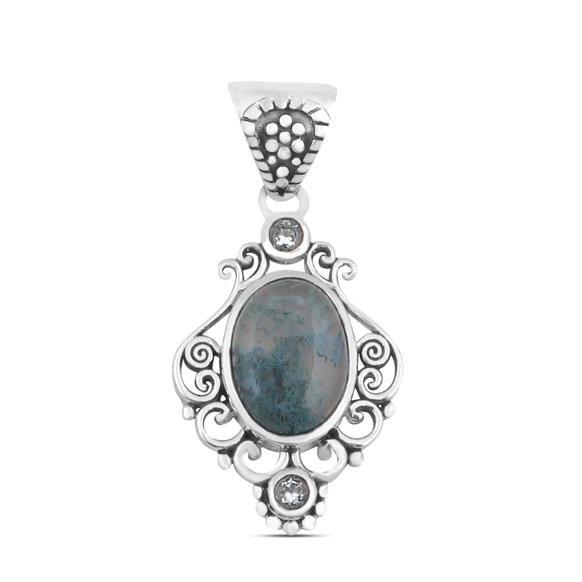 Moss Agate Gemstone 925 Sterling Silver Jewelry set