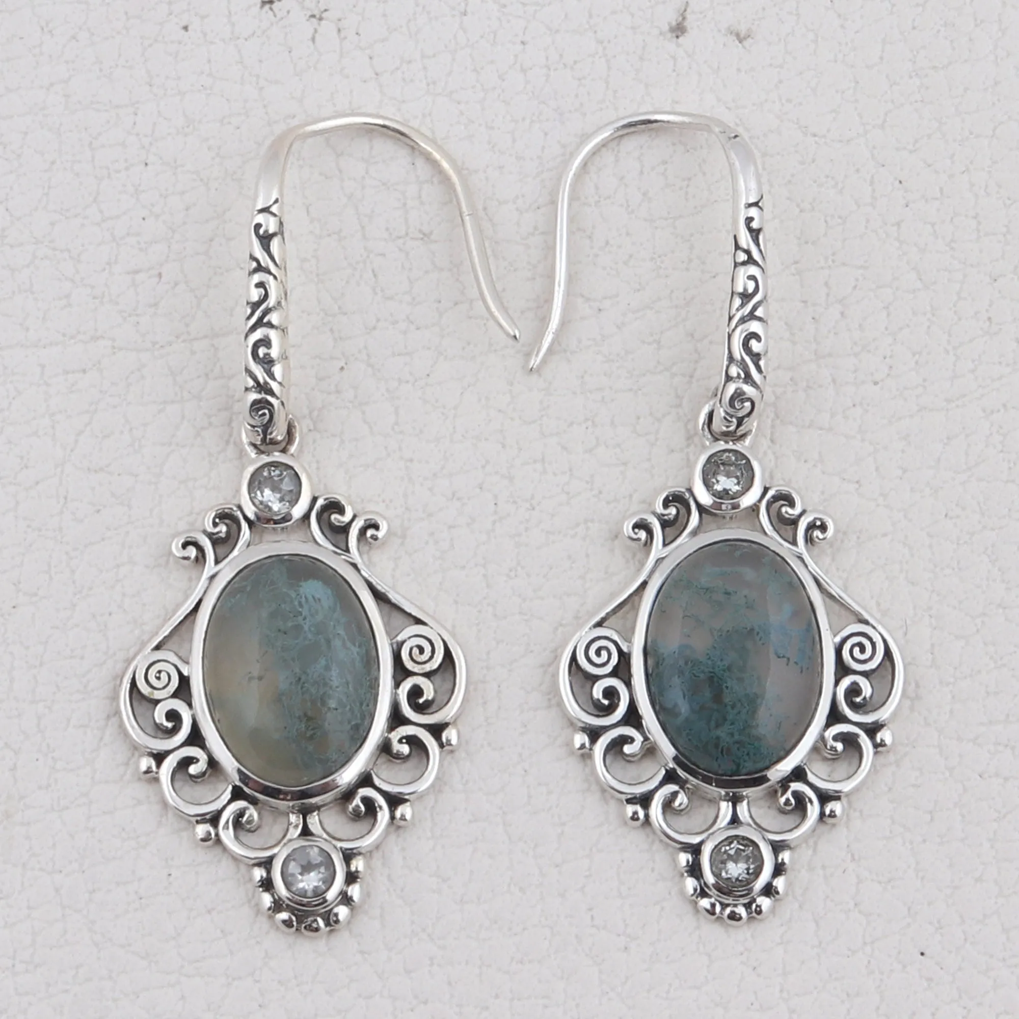 Moss Agate Gemstone 925 Sterling Silver Jewelry set