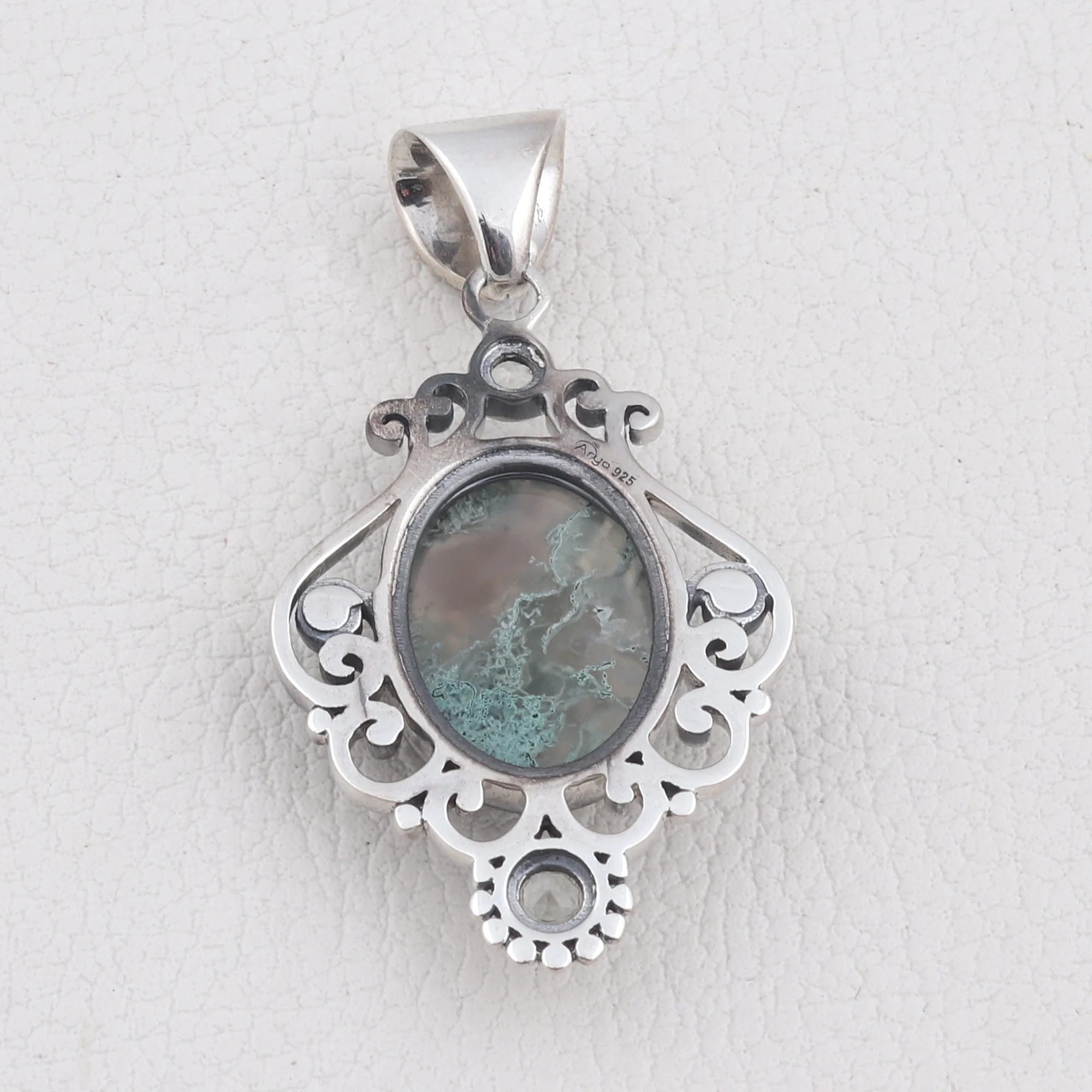 Moss Agate Gemstone 925 Sterling Silver Jewelry set