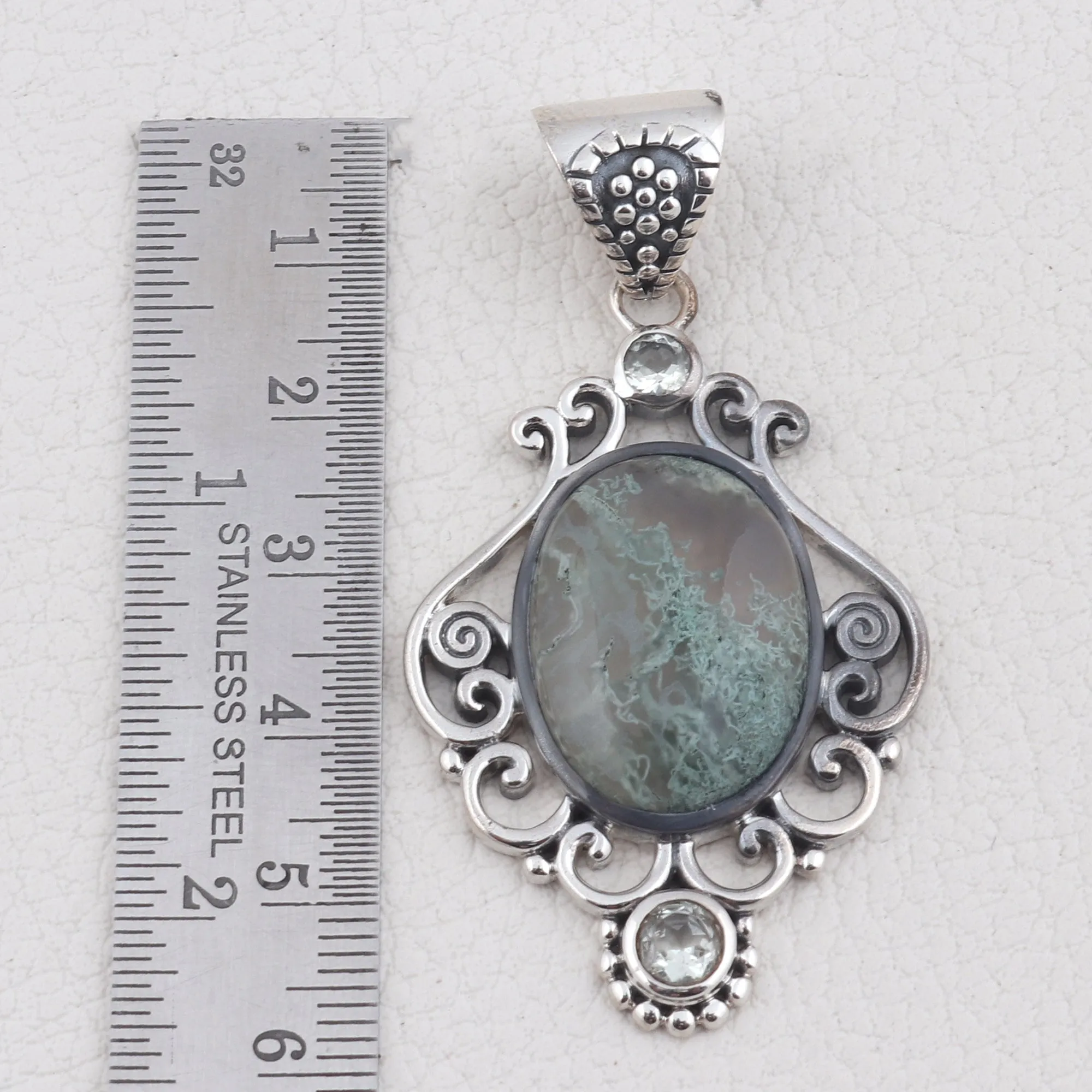 Moss Agate Gemstone 925 Sterling Silver Jewelry set