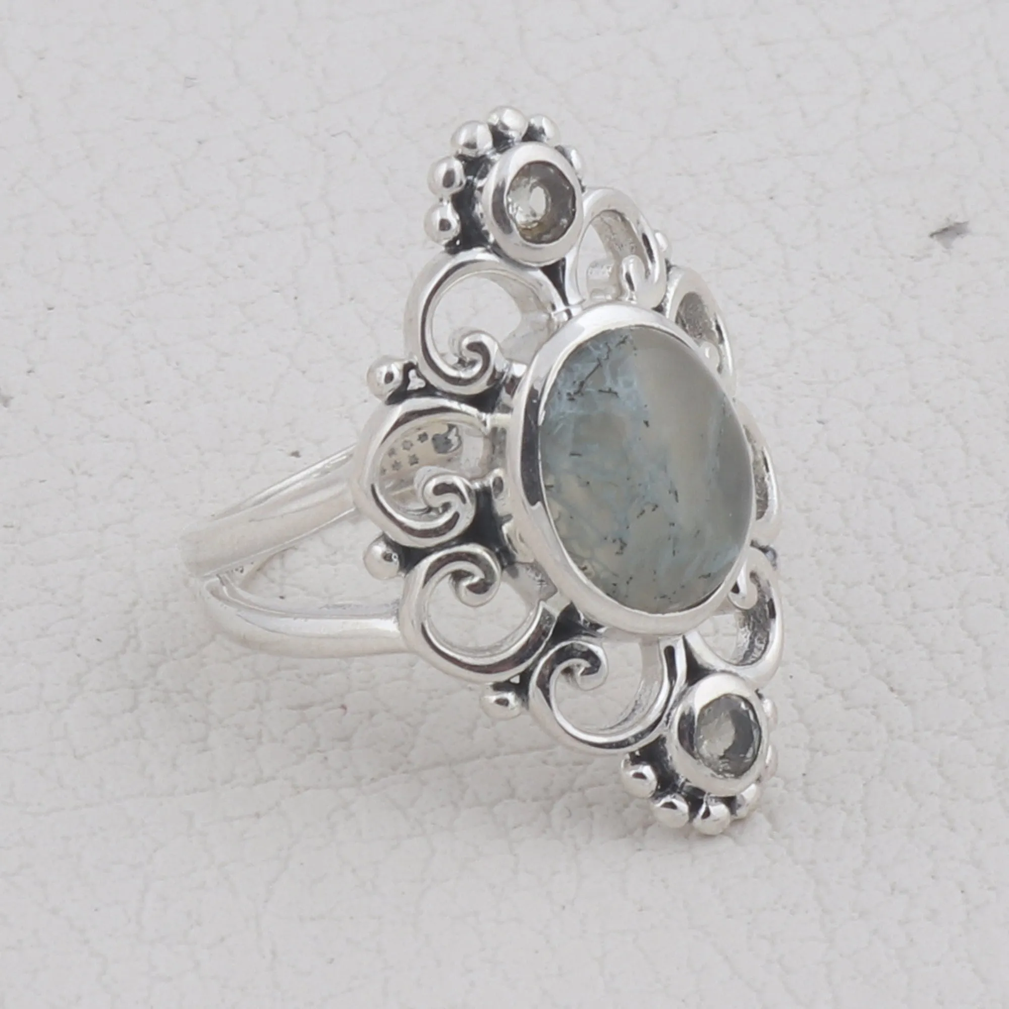 Moss Agate Gemstone 925 Sterling Silver Jewelry set