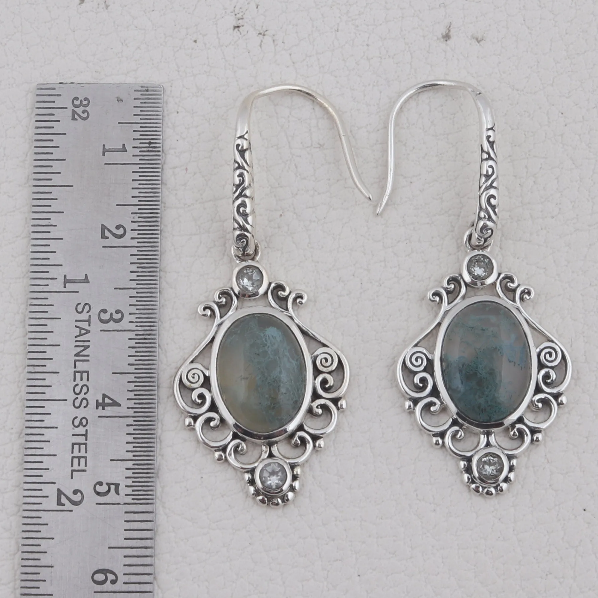 Moss Agate Gemstone 925 Sterling Silver Jewelry set