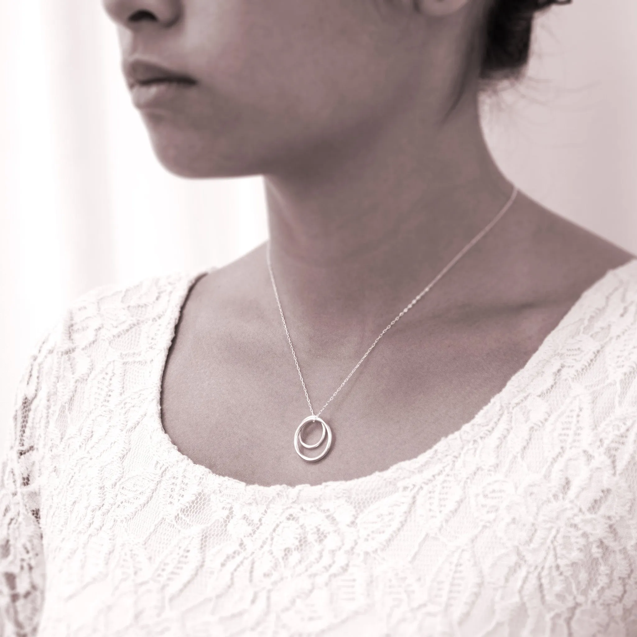“Mother Daughter” Sterling Silver Necklace | Large
