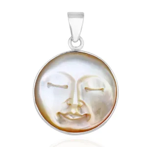 Mother of pearl Face Silver Pendant
