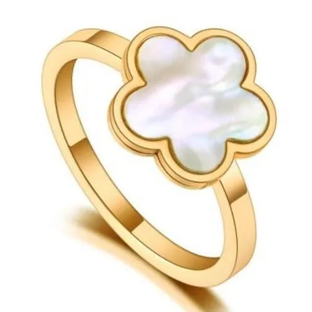 Mother of Pearl Gold Clover Ring – Maestro Hennessy ®