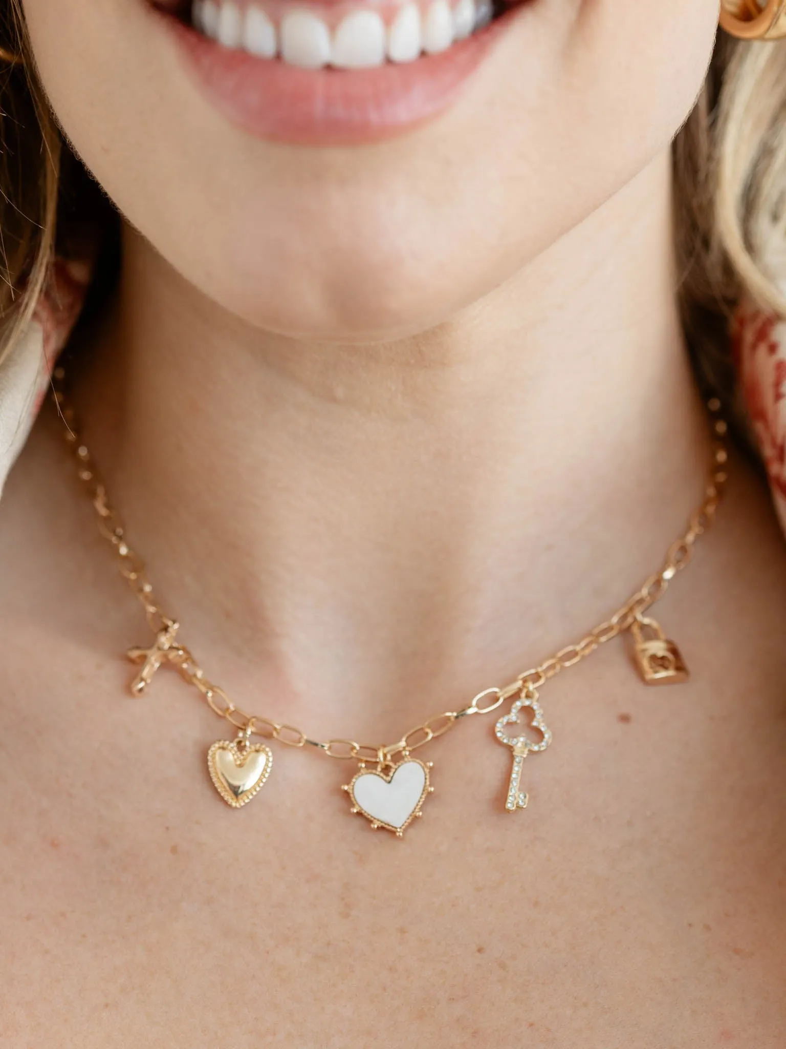 Mother Of Pearl Heart Charm Necklace