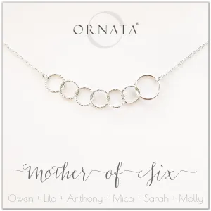 “Mother of Six” Sterling Silver Necklace | One Adult & Six Children
