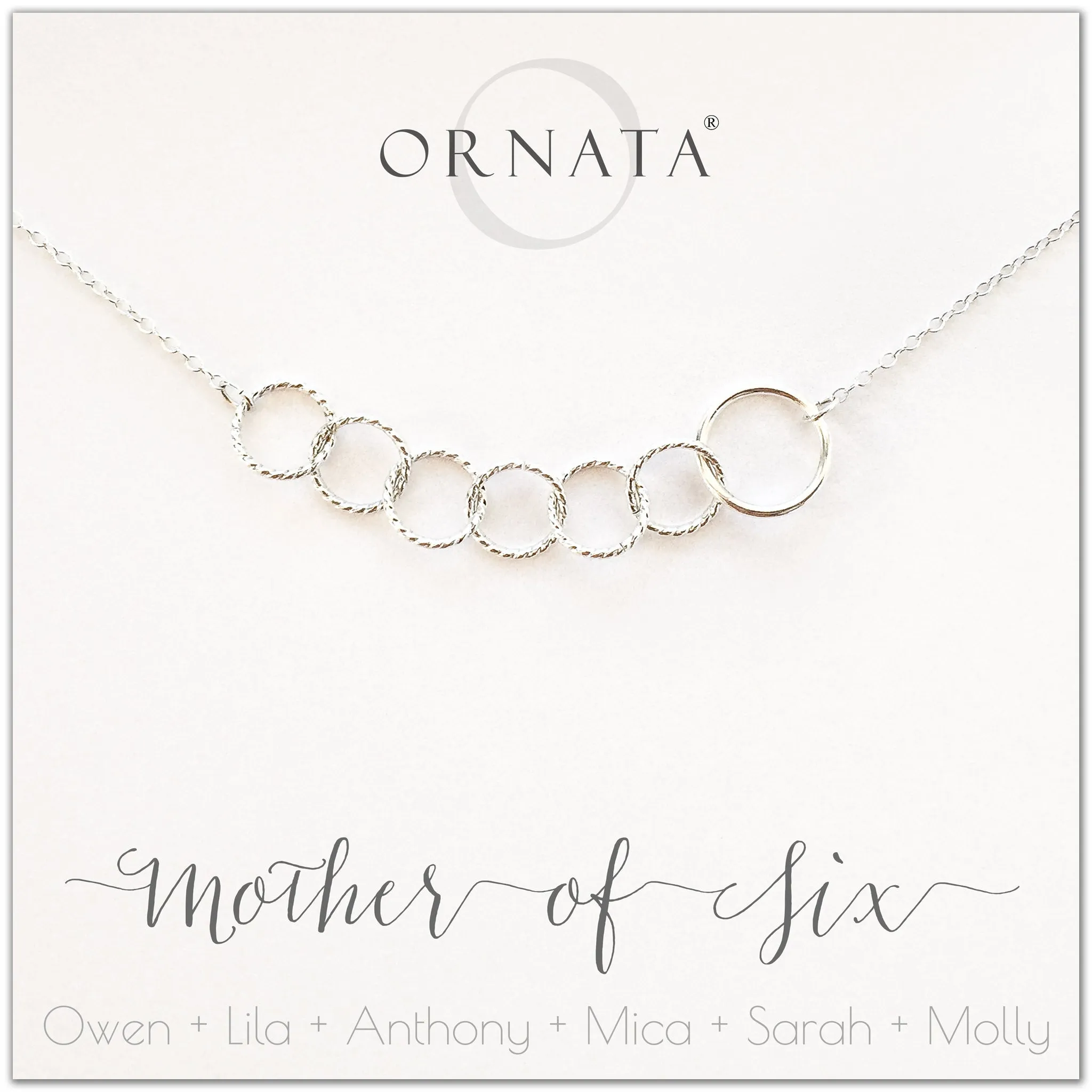 “Mother of Six” Sterling Silver Necklace | One Adult & Six Children