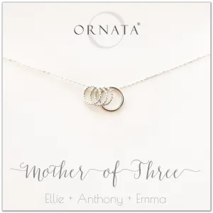 “Mother of Three” Sterling Silver Necklace | One Adult & Three Children