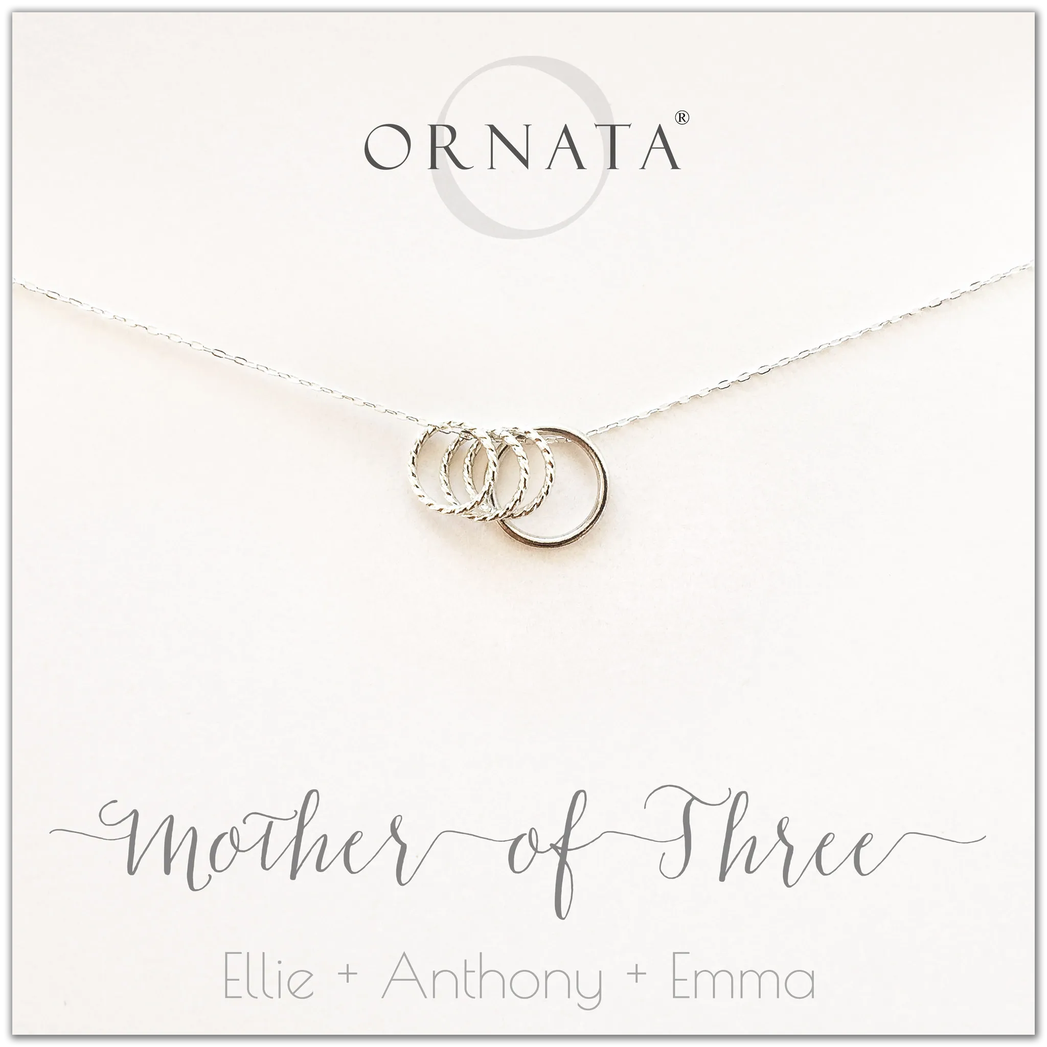 “Mother of Three” Sterling Silver Necklace | One Adult & Three Children