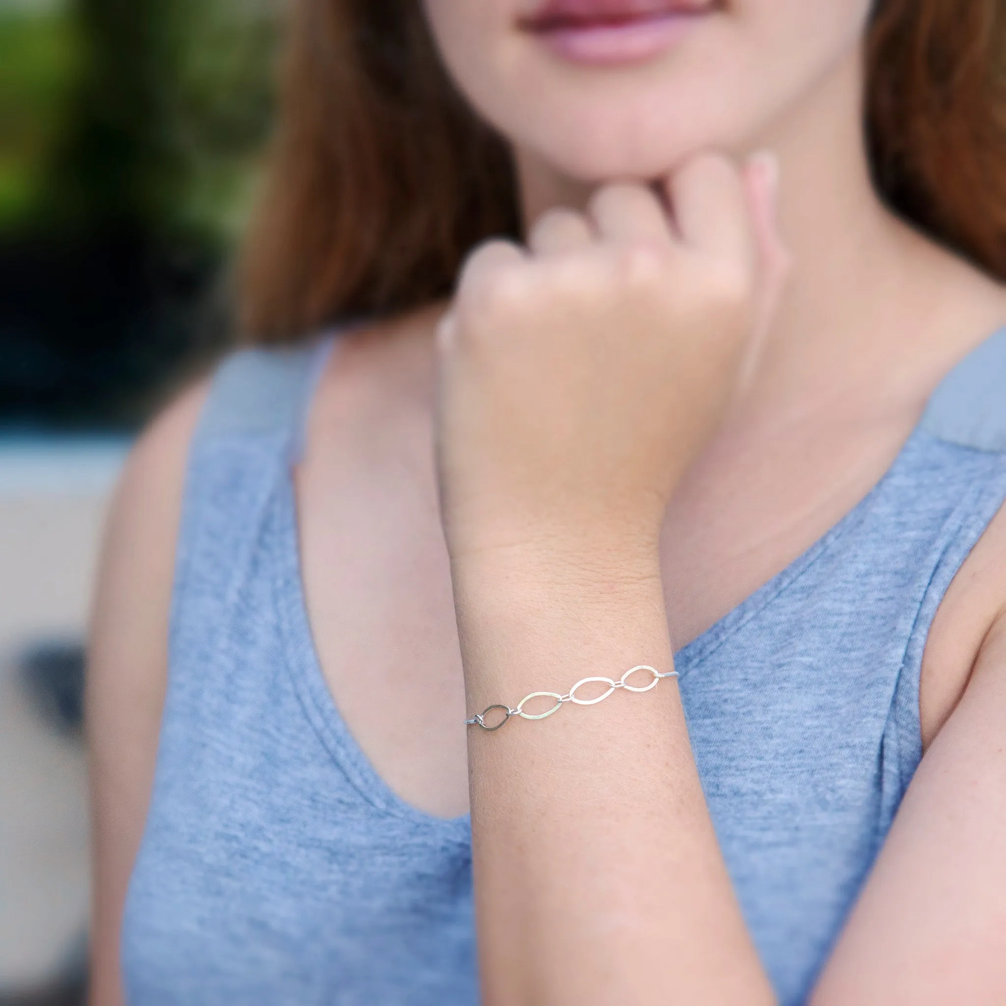 Mother's Day Jewelry - Family of Four Sterling Silver Bracelet - Personalized