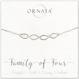 Mother's Day Jewelry - Family of Four Sterling Silver Bracelet - Personalized
