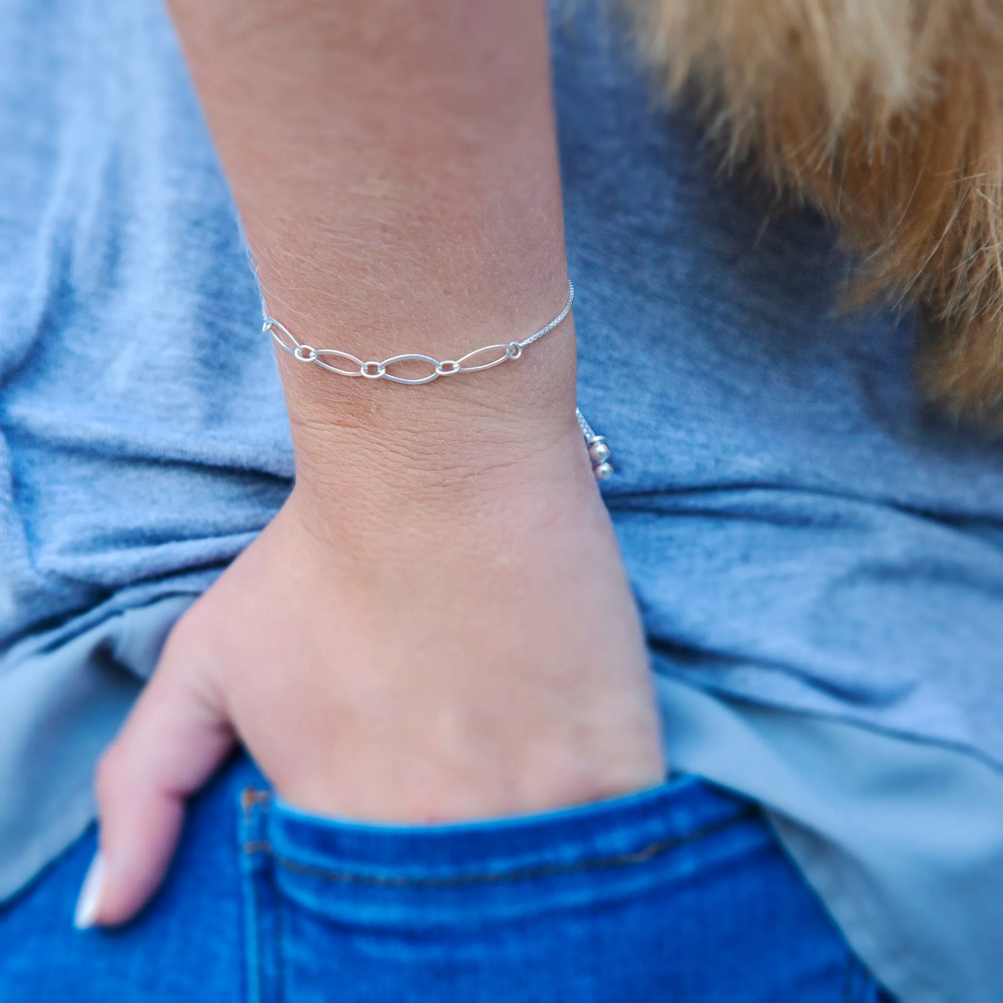 Mother's Day Jewelry - Family of Four Sterling Silver Bracelet - Personalized