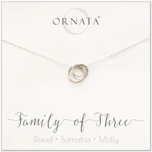 Mother's Day Jewelry - Family of Three Sterling Silver Necklace - Personalized