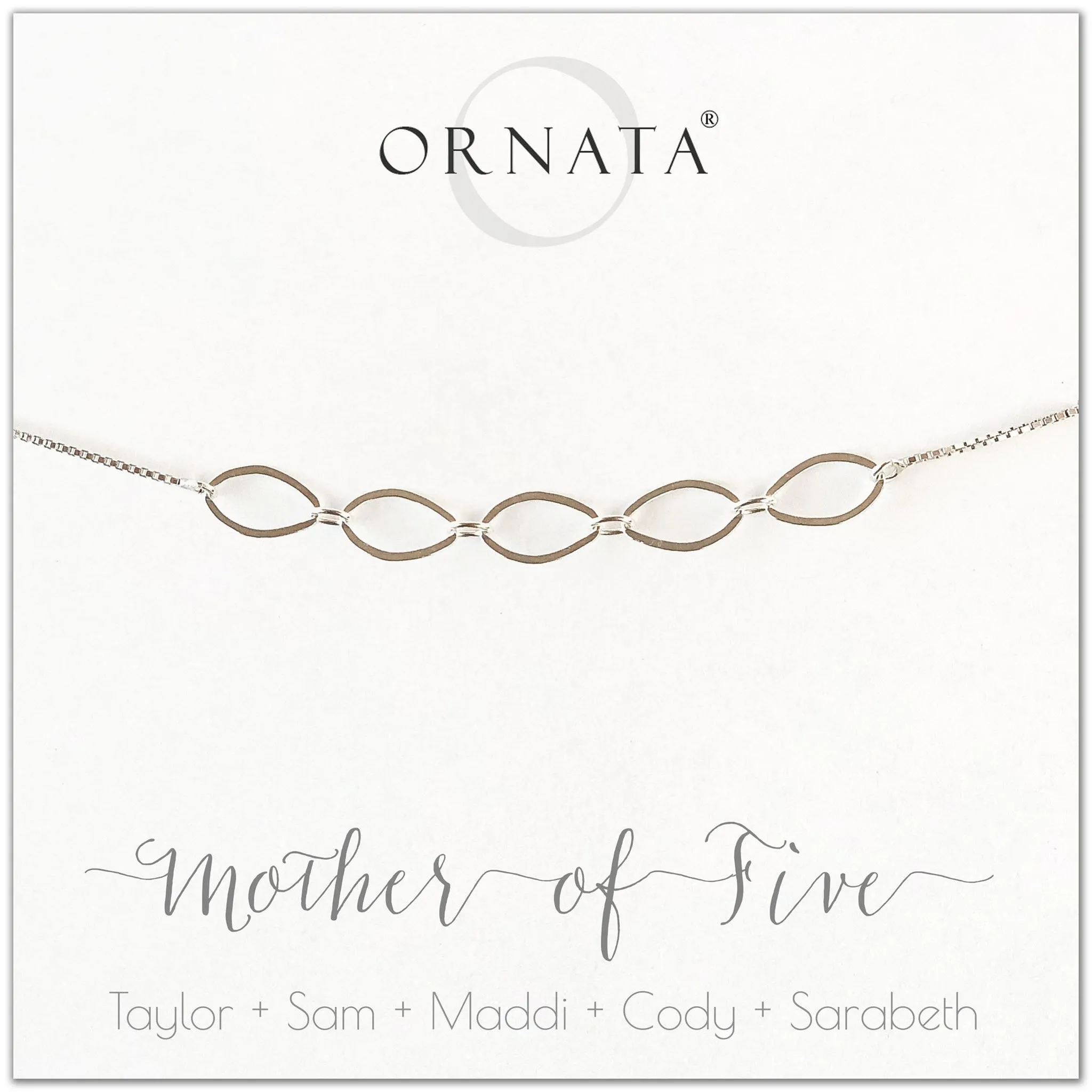 Mother's Day Jewelry - Mother Of Five Sterling Silver Bracelet - Personalized