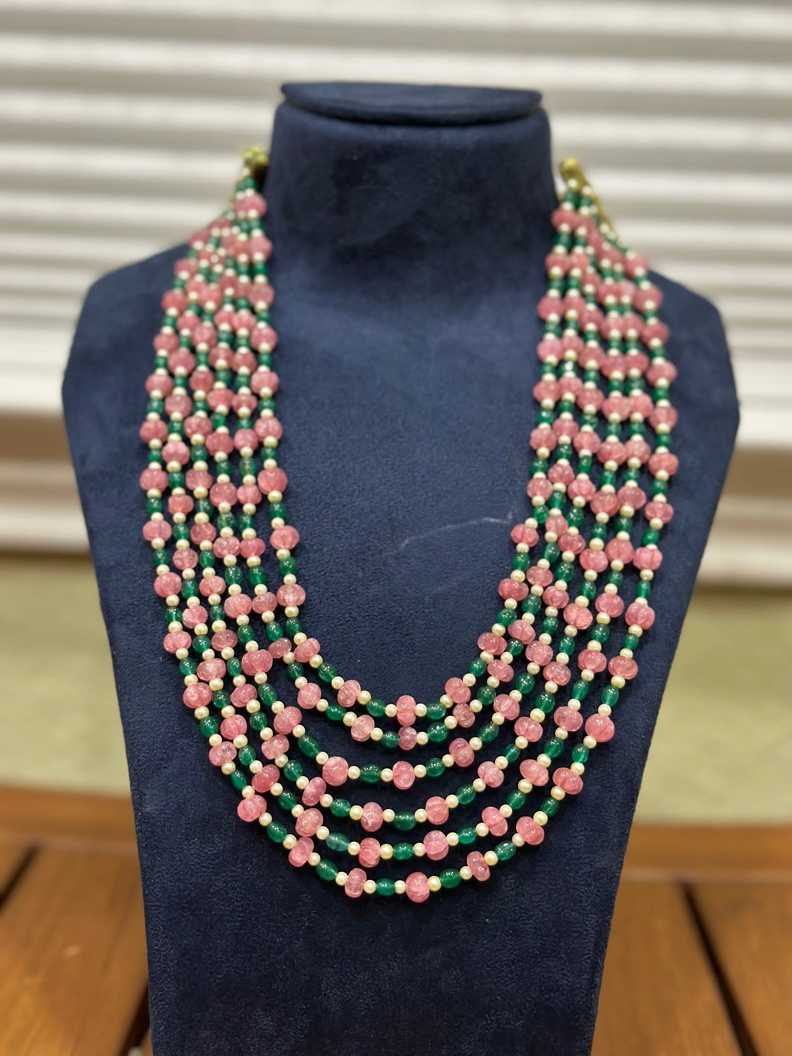 Multi Color beads beaded mala pure gems gold jewelry designs indian pure silver jewelry bead necklace statement jewelry SHABURIS