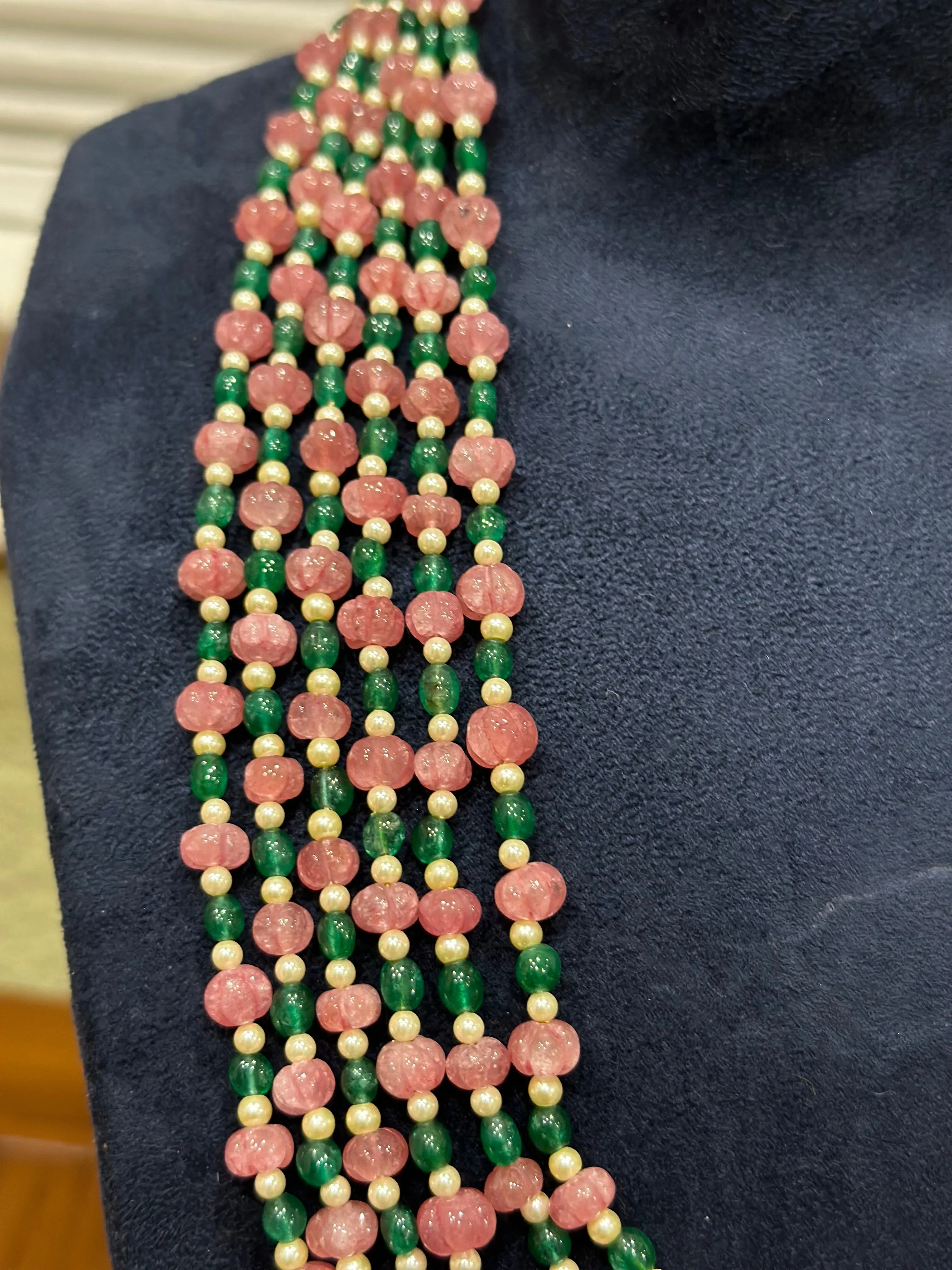 Multi Color beads beaded mala pure gems gold jewelry designs indian pure silver jewelry bead necklace statement jewelry SHABURIS