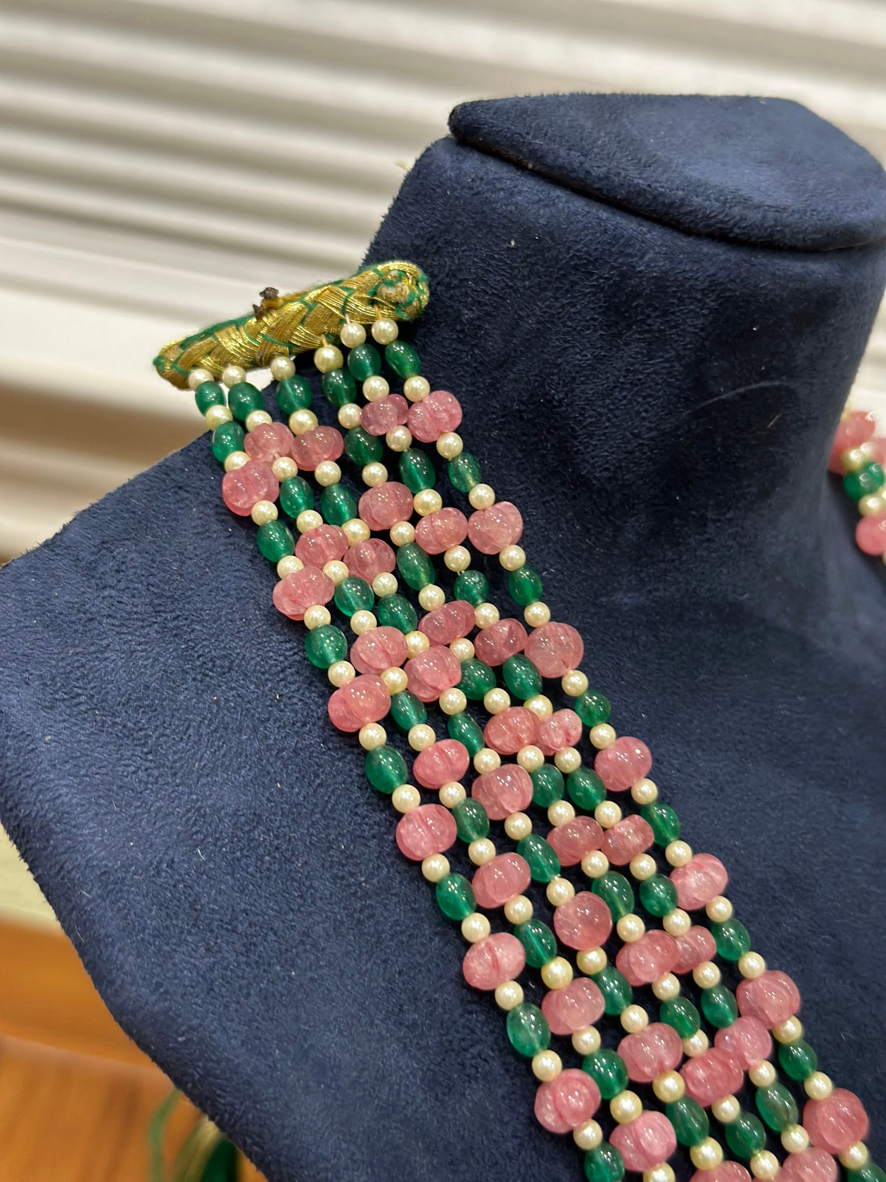 Multi Color beads beaded mala pure gems gold jewelry designs indian pure silver jewelry bead necklace statement jewelry SHABURIS