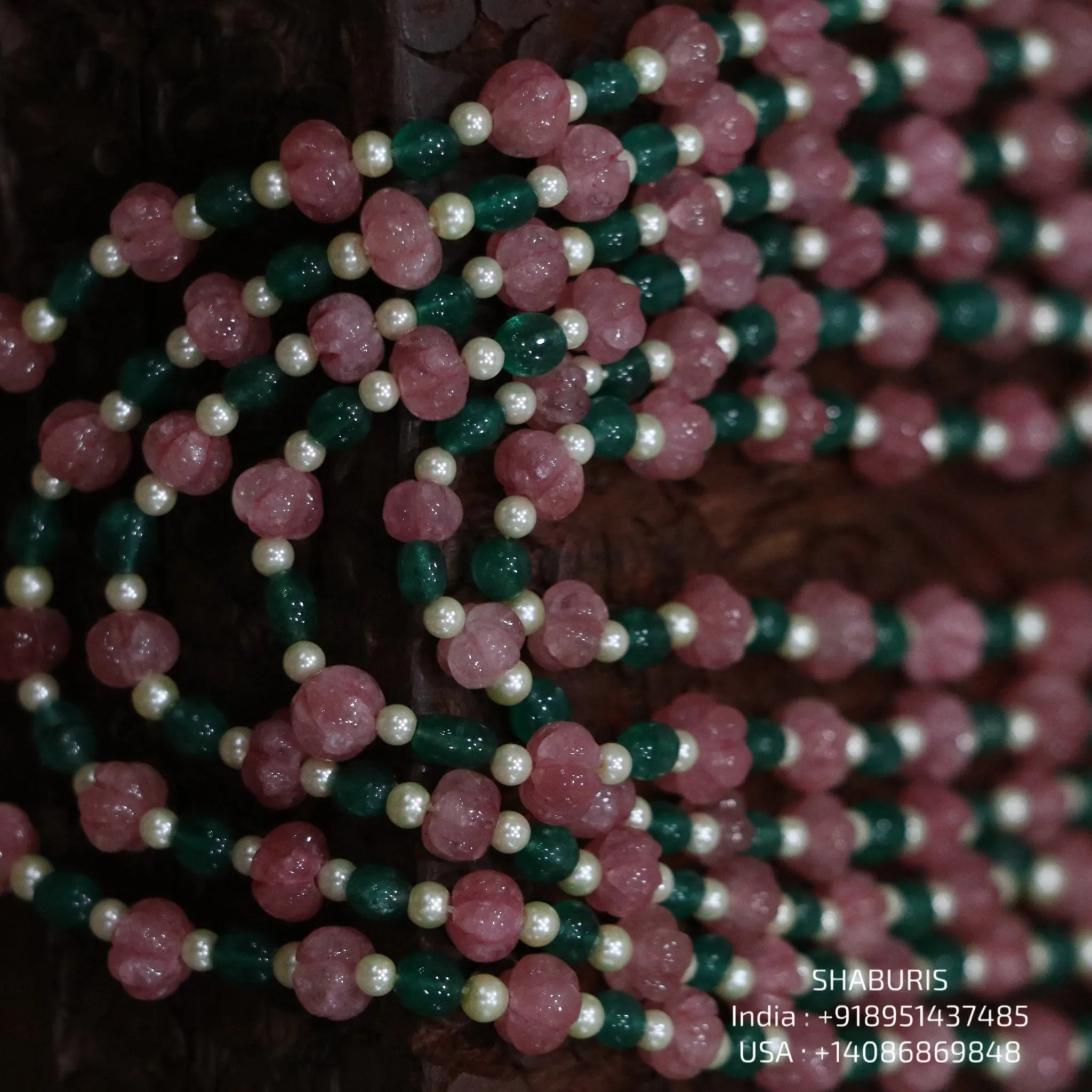 Multi Color beads beaded mala pure gems gold jewelry designs indian pure silver jewelry bead necklace statement jewelry SHABURIS