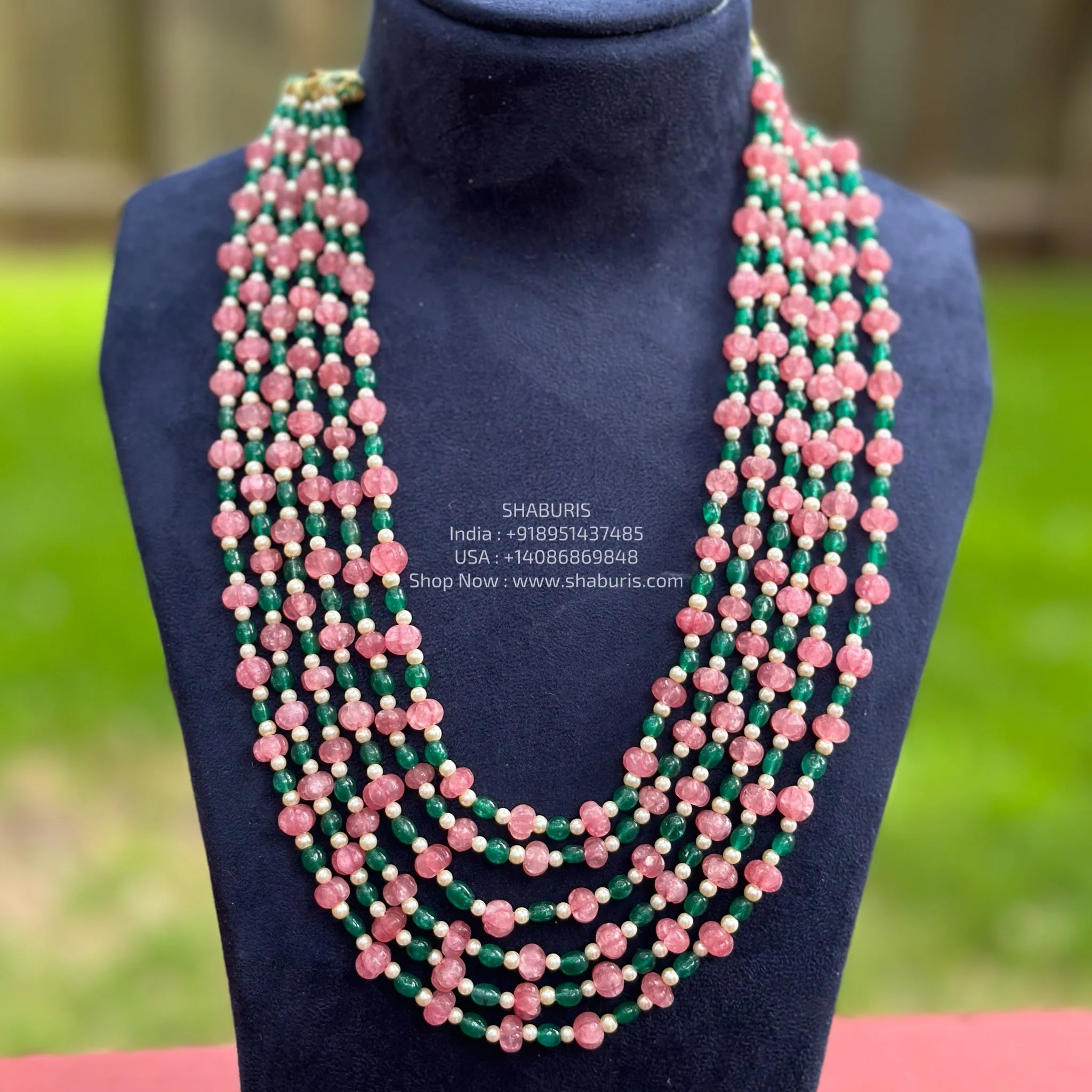 Multi Color beads beaded mala pure gems gold jewelry designs indian pure silver jewelry bead necklace statement jewelry SHABURIS