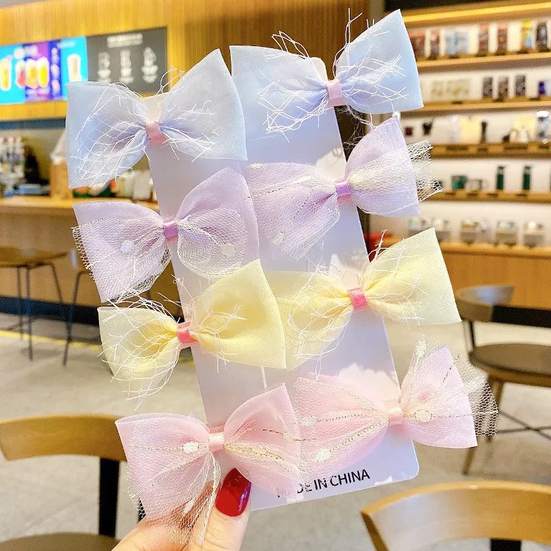 Multi-Color Netting Bow Hair Pin (Set of 8)