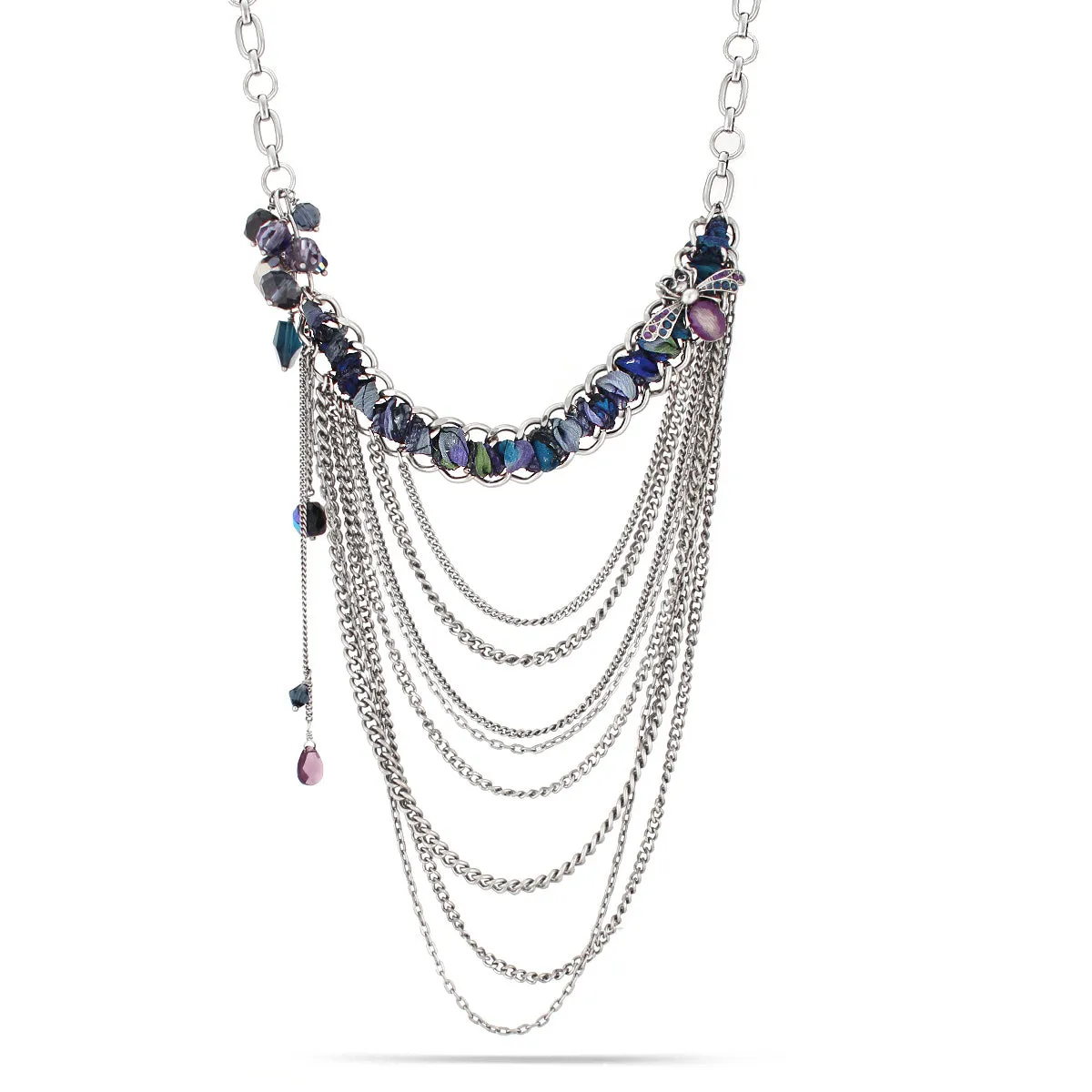 MULTI LATER SILVER CHAIN AMETHYST  NECKLACES #281BL1401 (7E4/6B6)