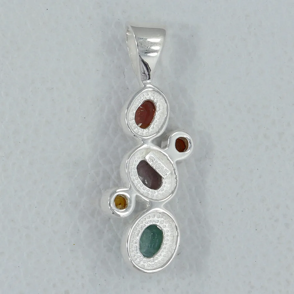 Multi Tourmaline Silver Pendant