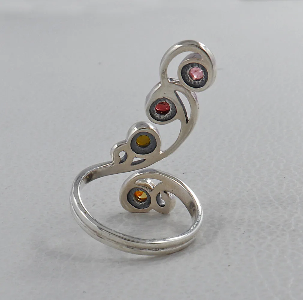 Multi Tourmaline Silver Ring