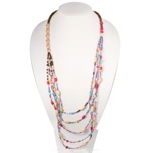 MULTICOLOR BEADS GOLD LAYER NECKLACE #N-D2172 GLD MULTI (NB3/NB4)