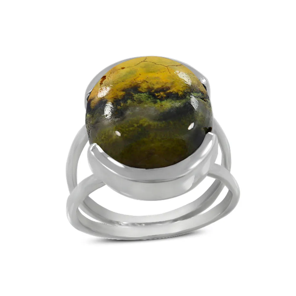 Mustard Jasper  Silver Ring