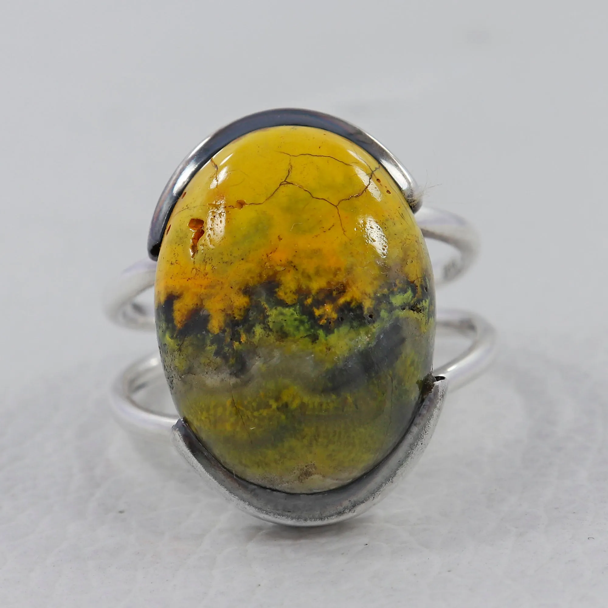 Mustard Jasper  Silver Ring
