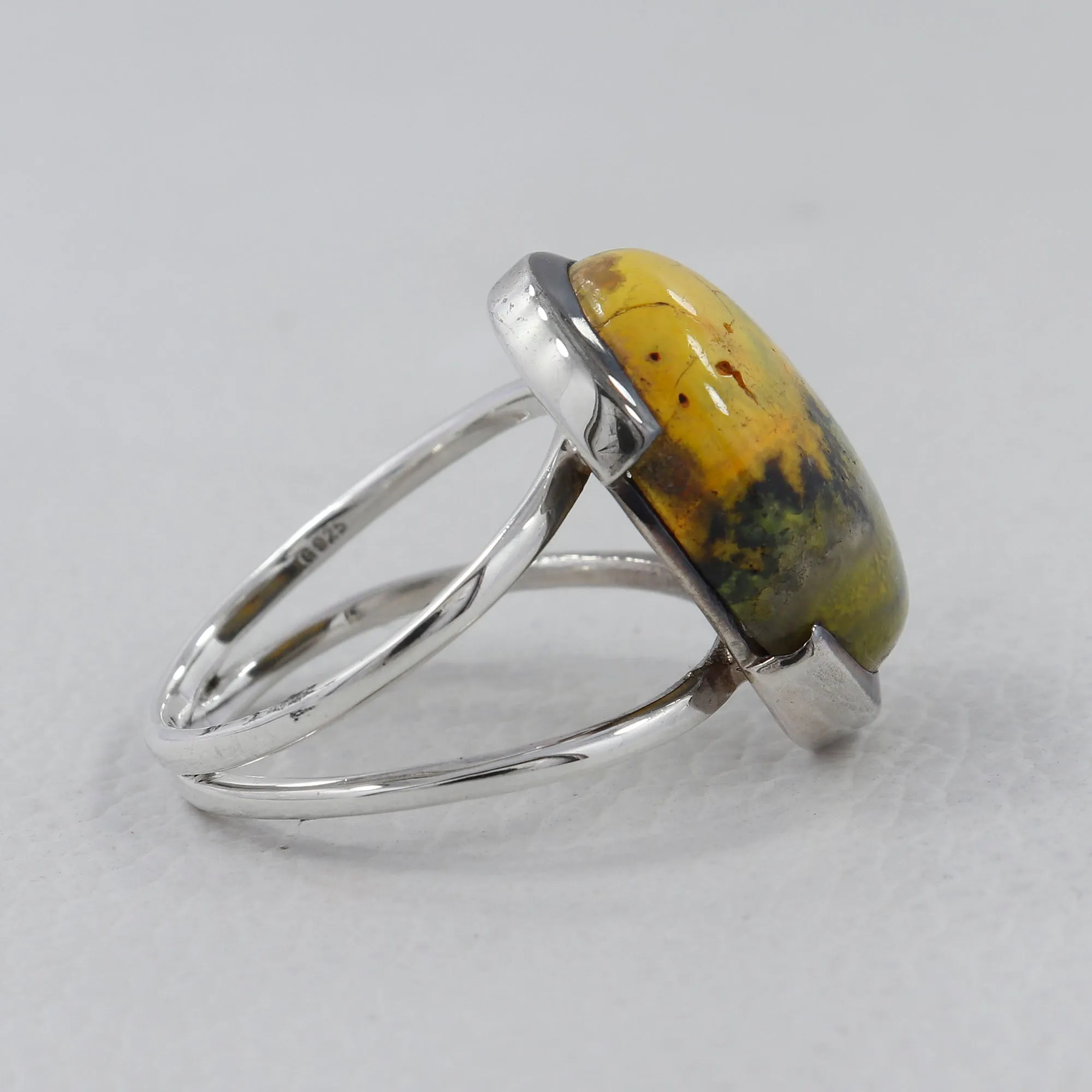 Mustard Jasper  Silver Ring