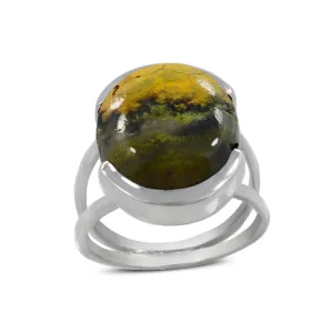 Mustard Jasper  Silver Ring