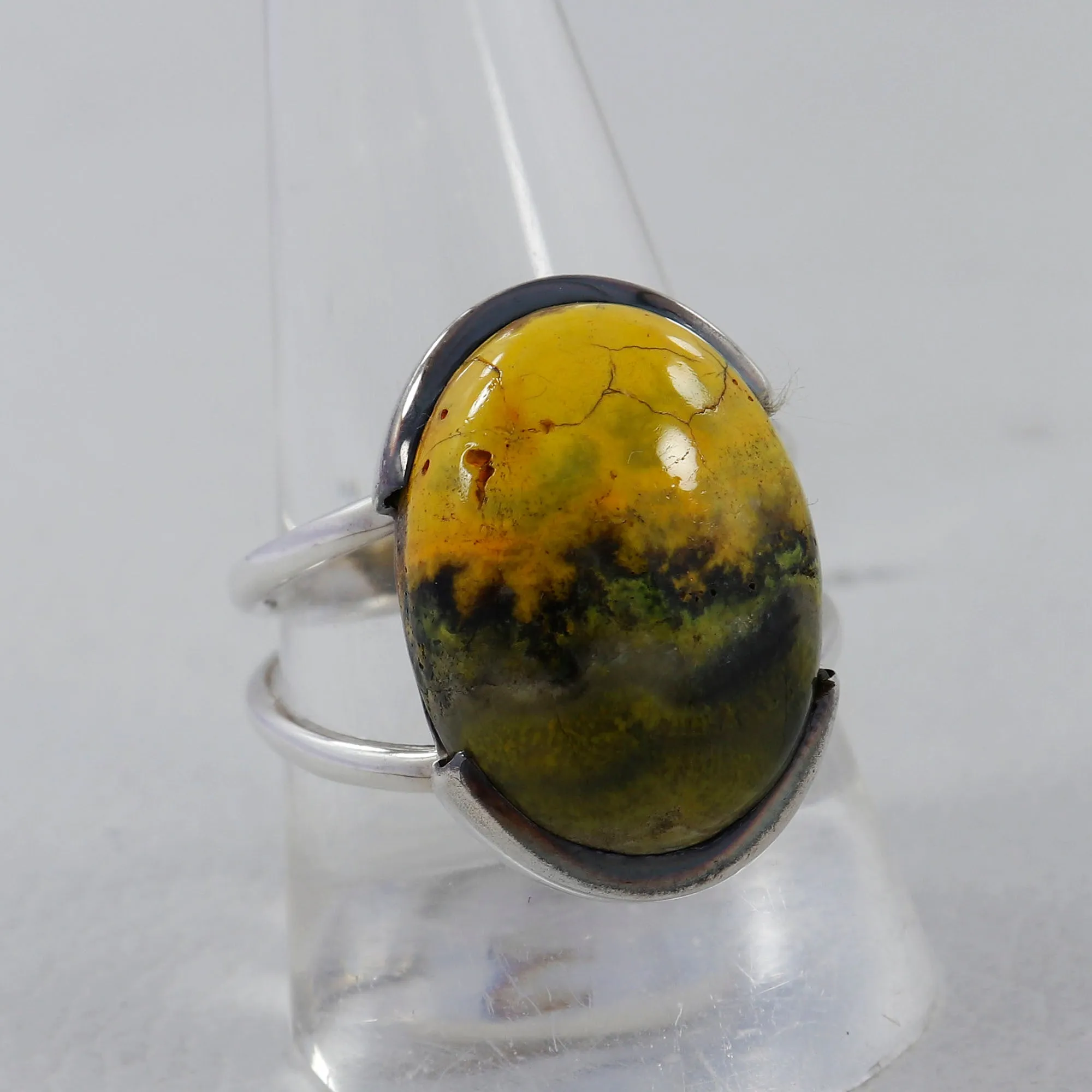 Mustard Jasper  Silver Ring