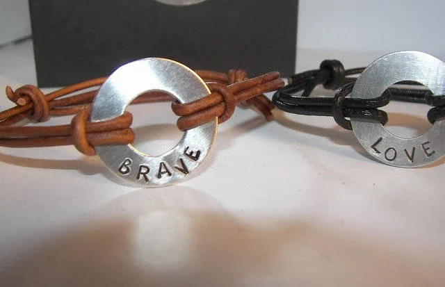 My word custom stamped leather bracelet, washer bracelet, personalized jewelry, intention word jewelry , hand stamped jewelry,