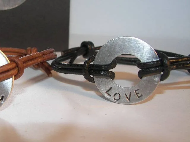 My word custom stamped leather bracelet, washer bracelet, personalized jewelry, intention word jewelry , hand stamped jewelry,