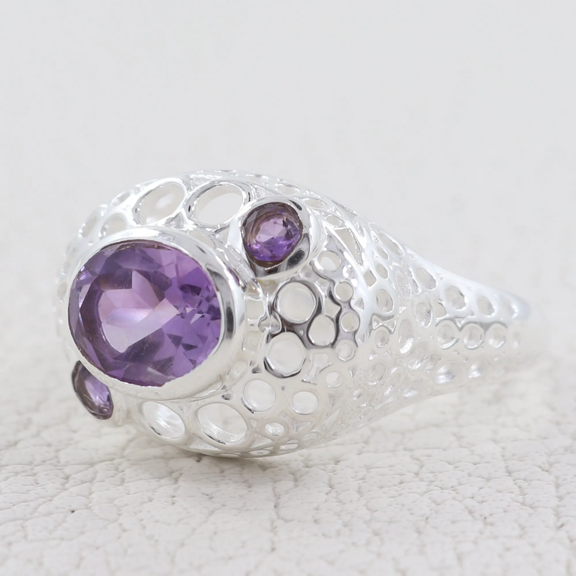 Natural Amethyst 925 Sterling Silver Ring