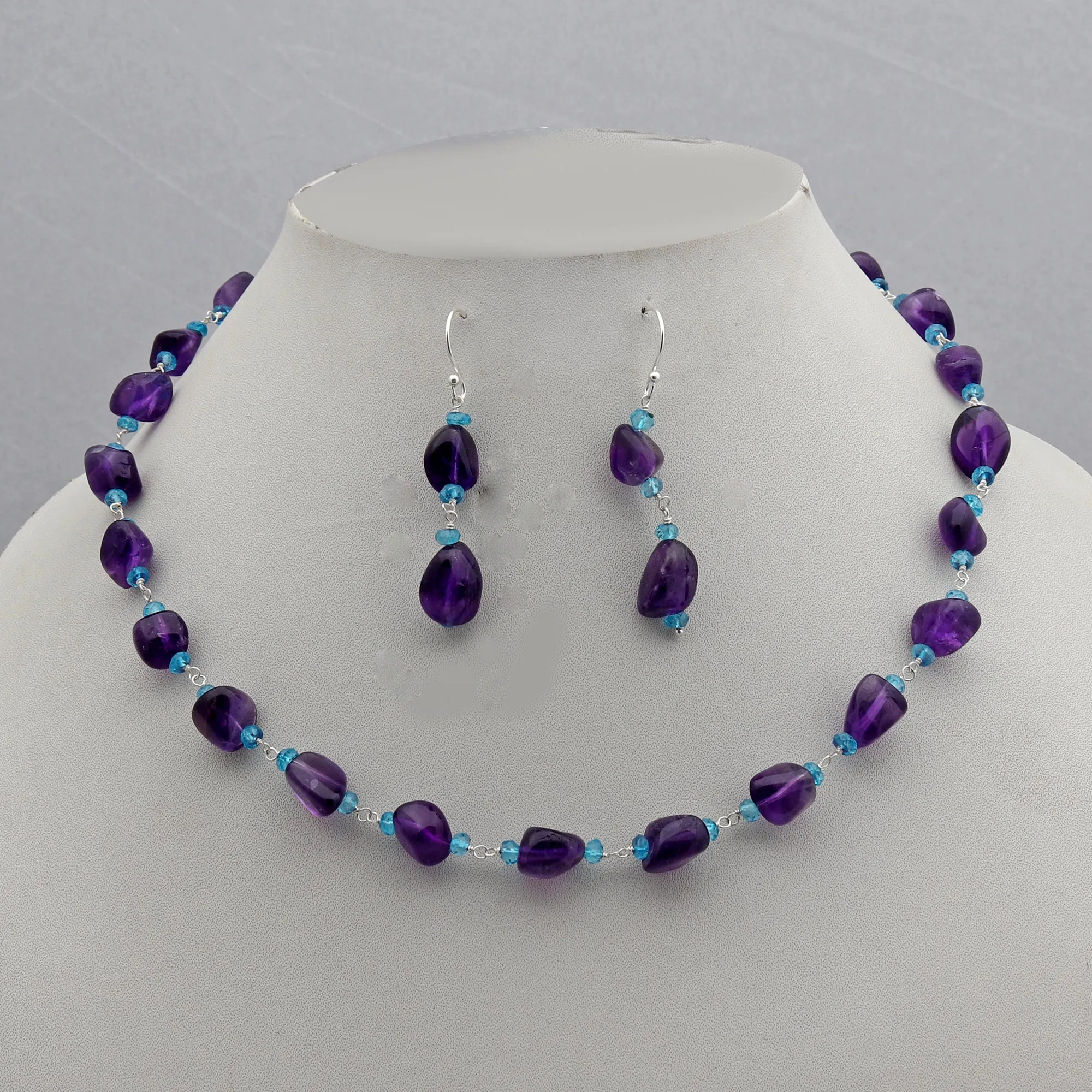Natural Amethyst Beads Jewelry Set
