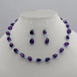 Natural Amethyst Beads Jewelry Set