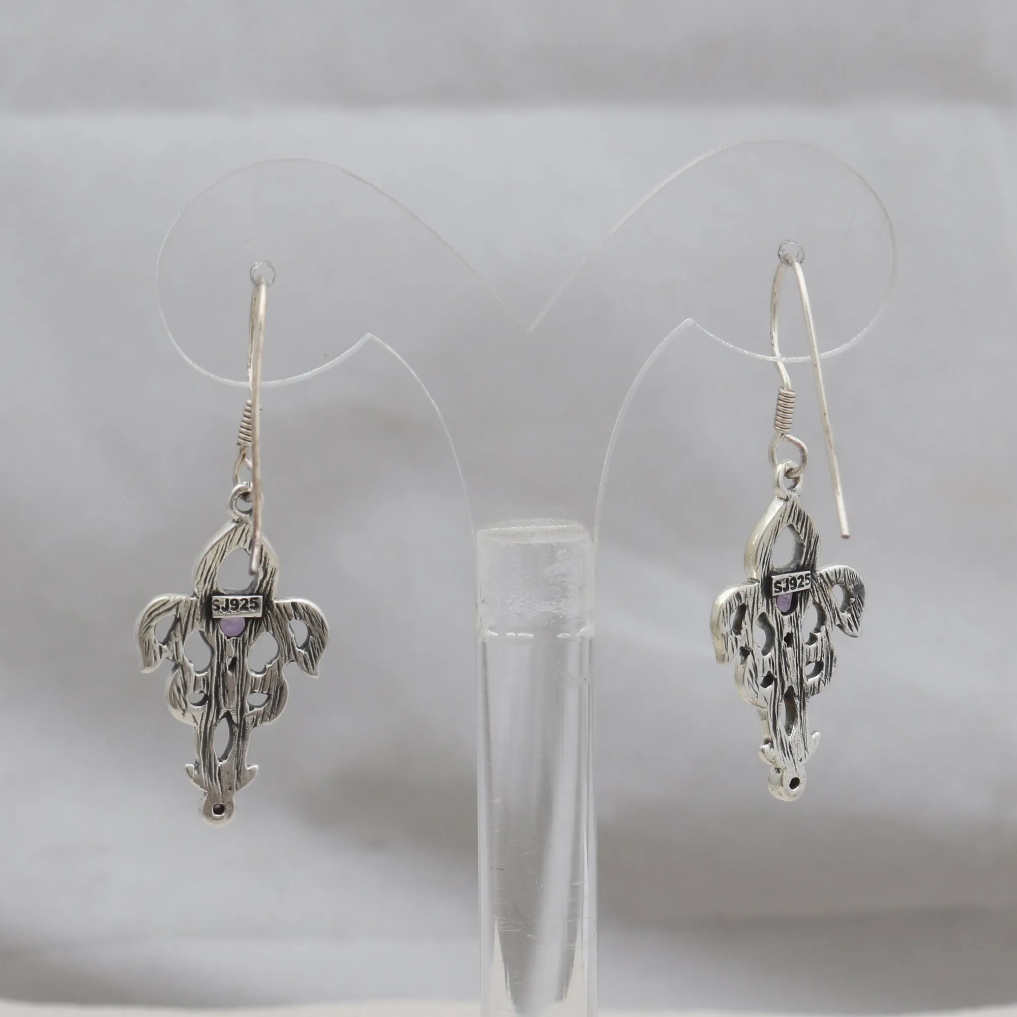 Natural Amethyst Silver Earrings