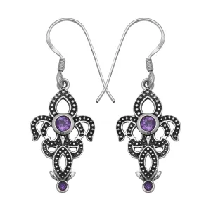 Natural Amethyst Silver Earrings