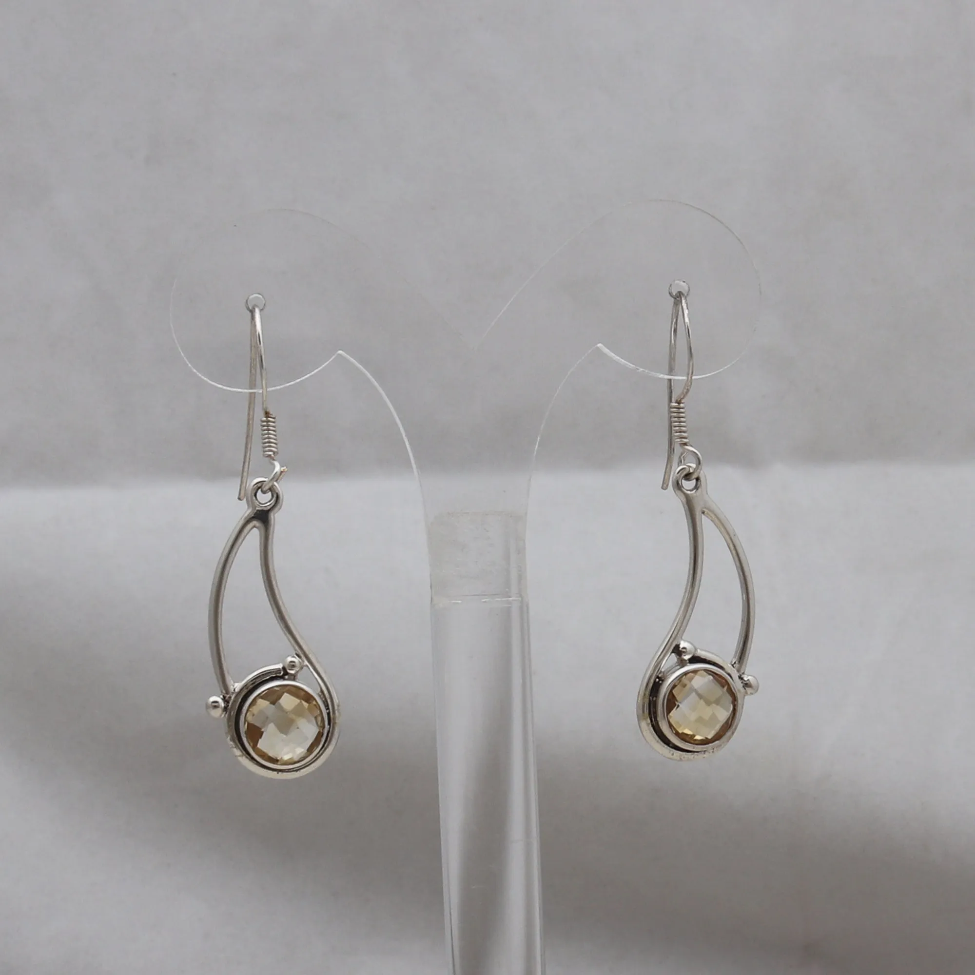 Natural Citrine Silver Earrings