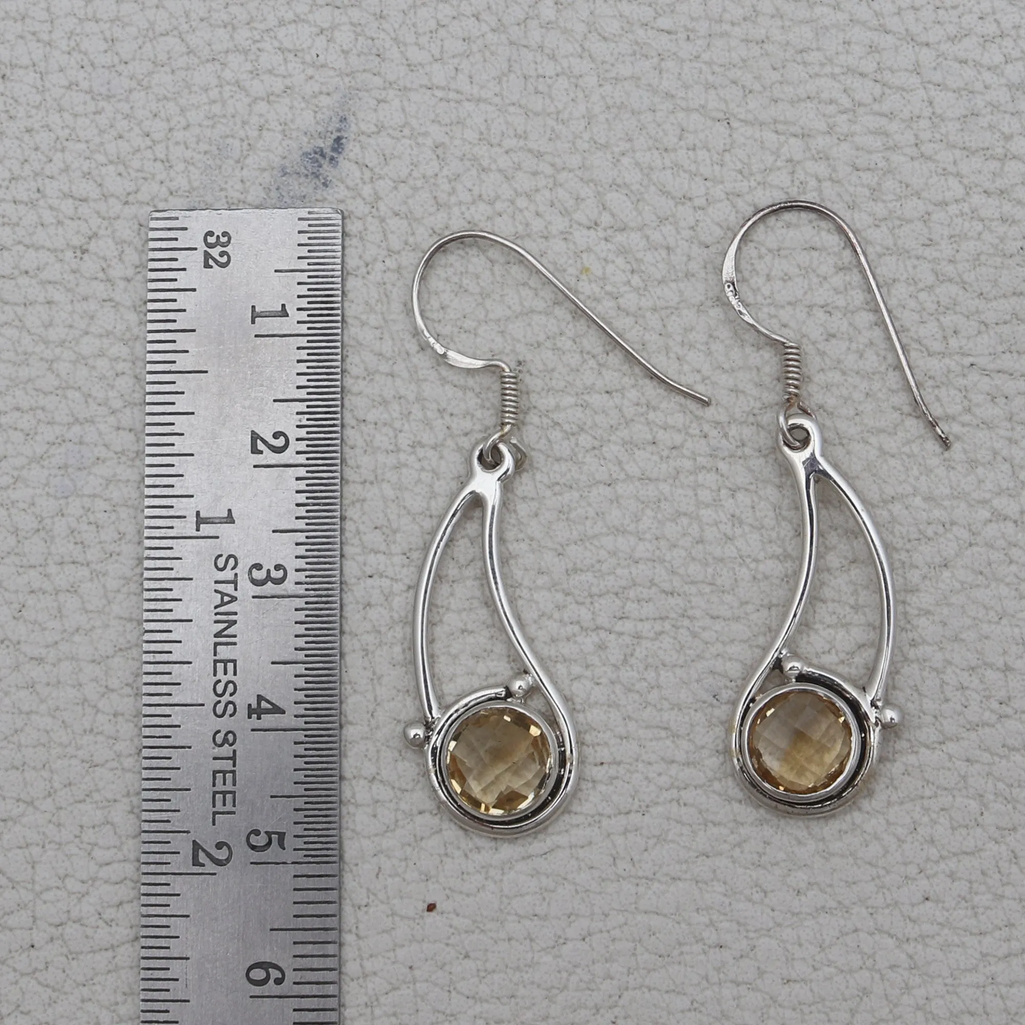 Natural Citrine Silver Earrings