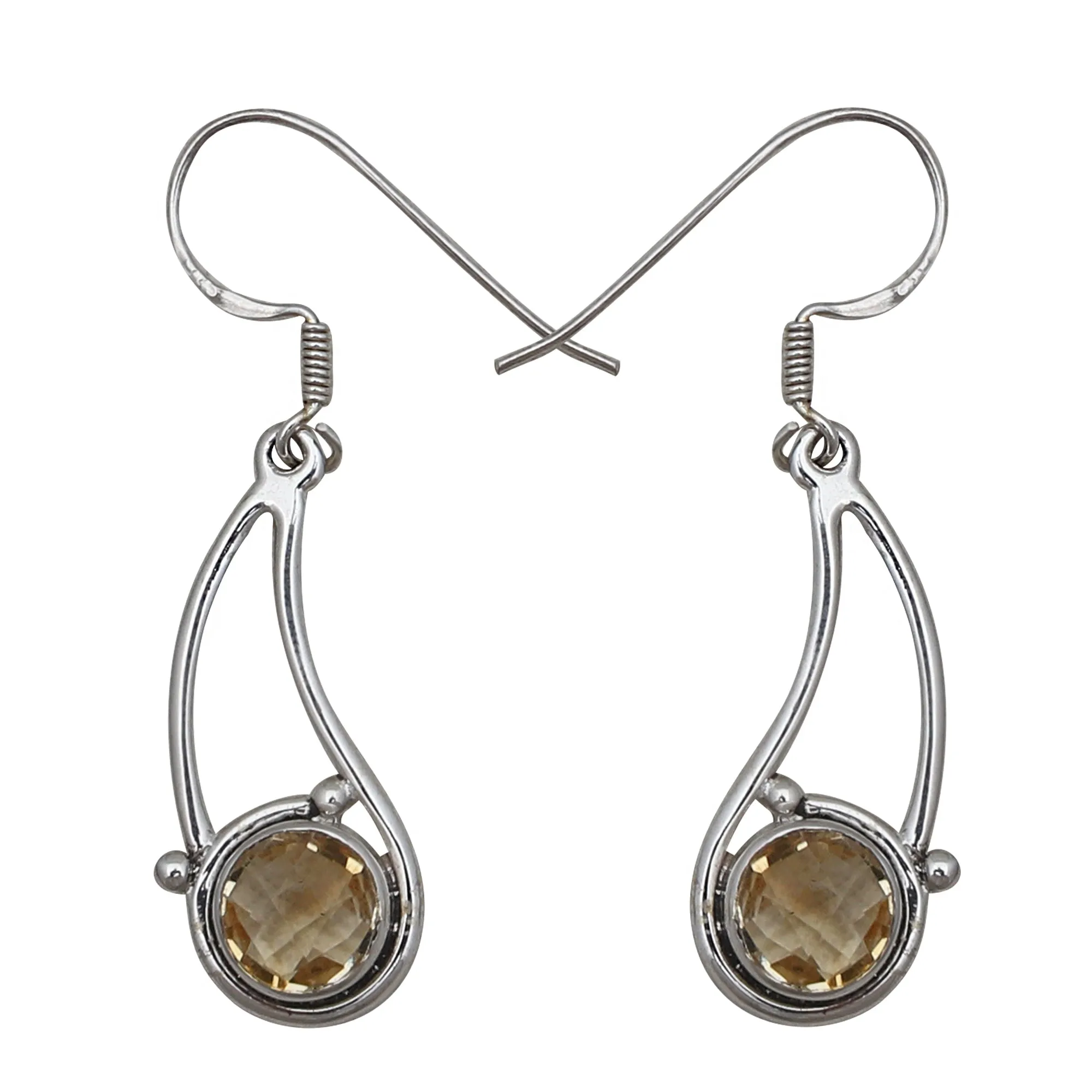 Natural Citrine Silver Earrings