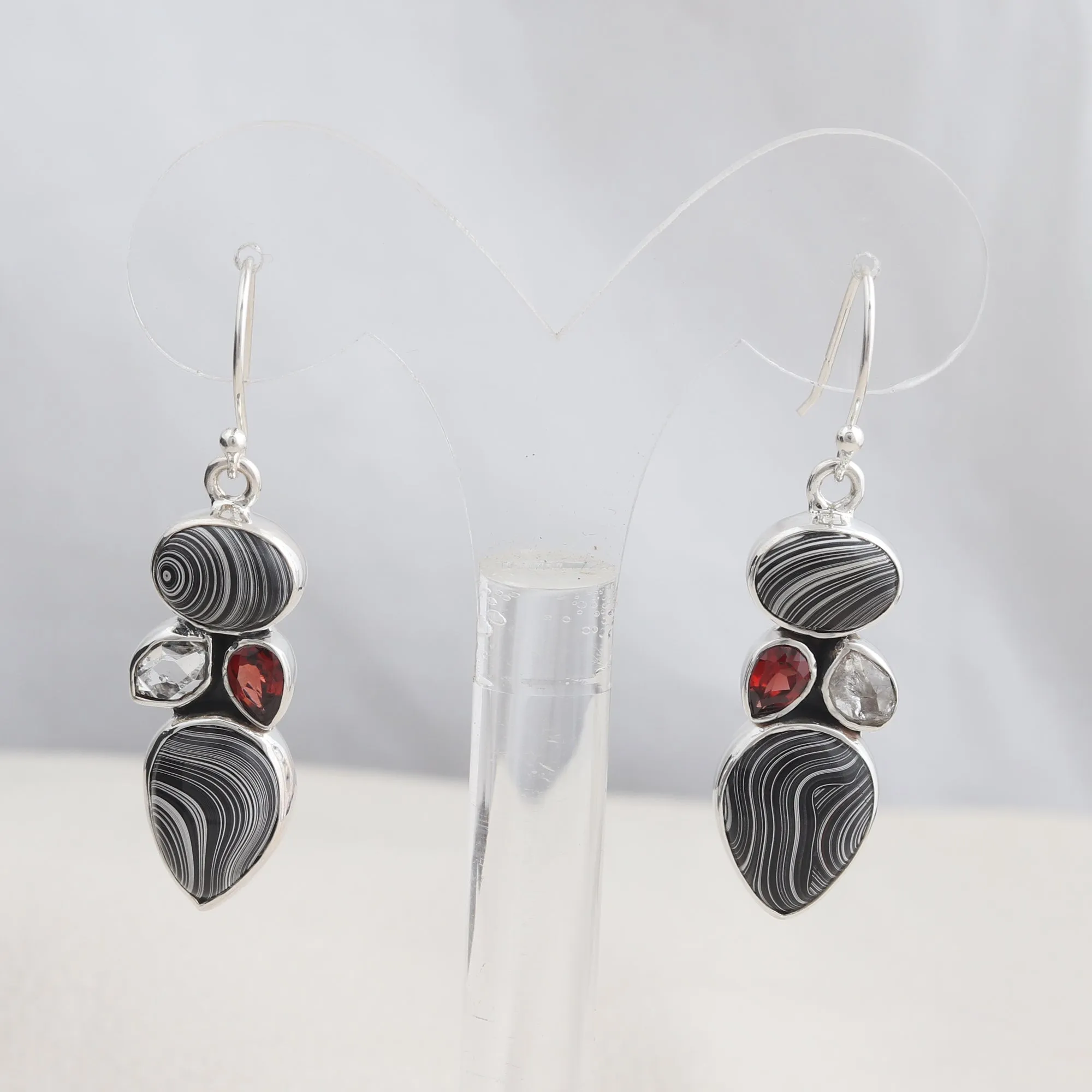 Natural Fordite Silver Earrings