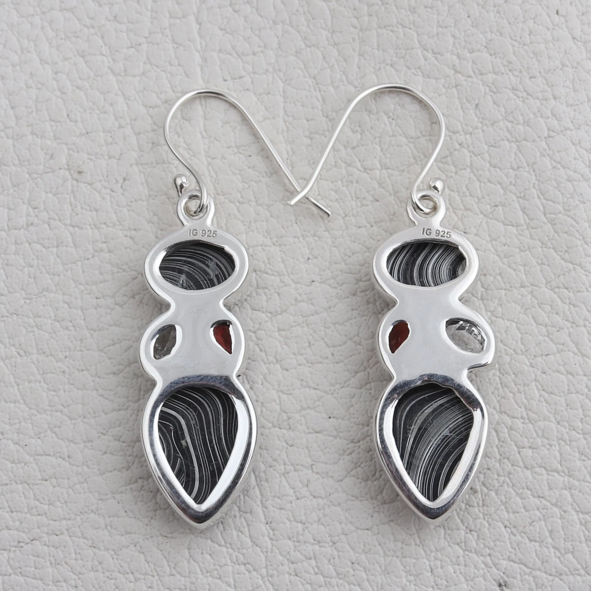 Natural Fordite Silver Earrings