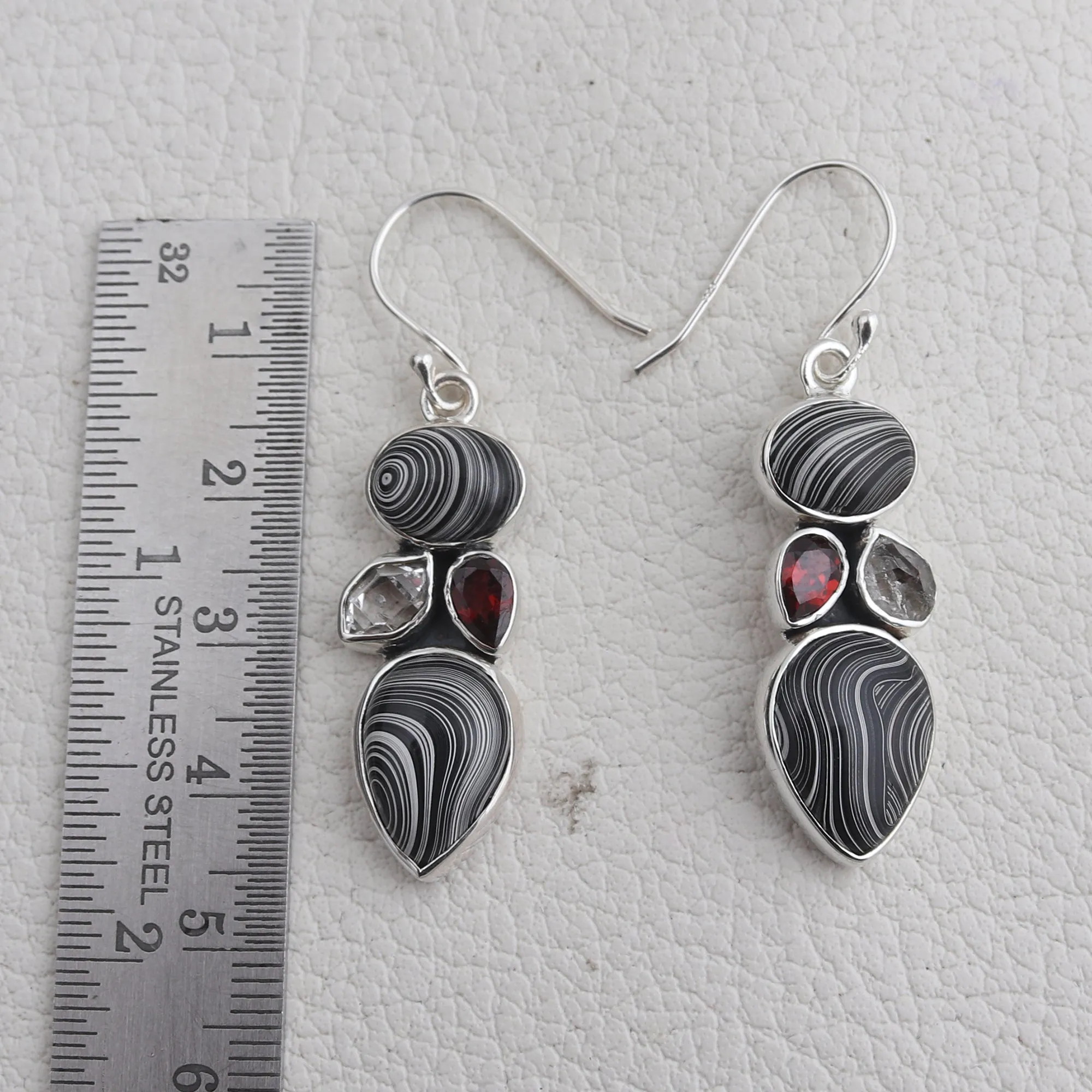 Natural Fordite Silver Earrings