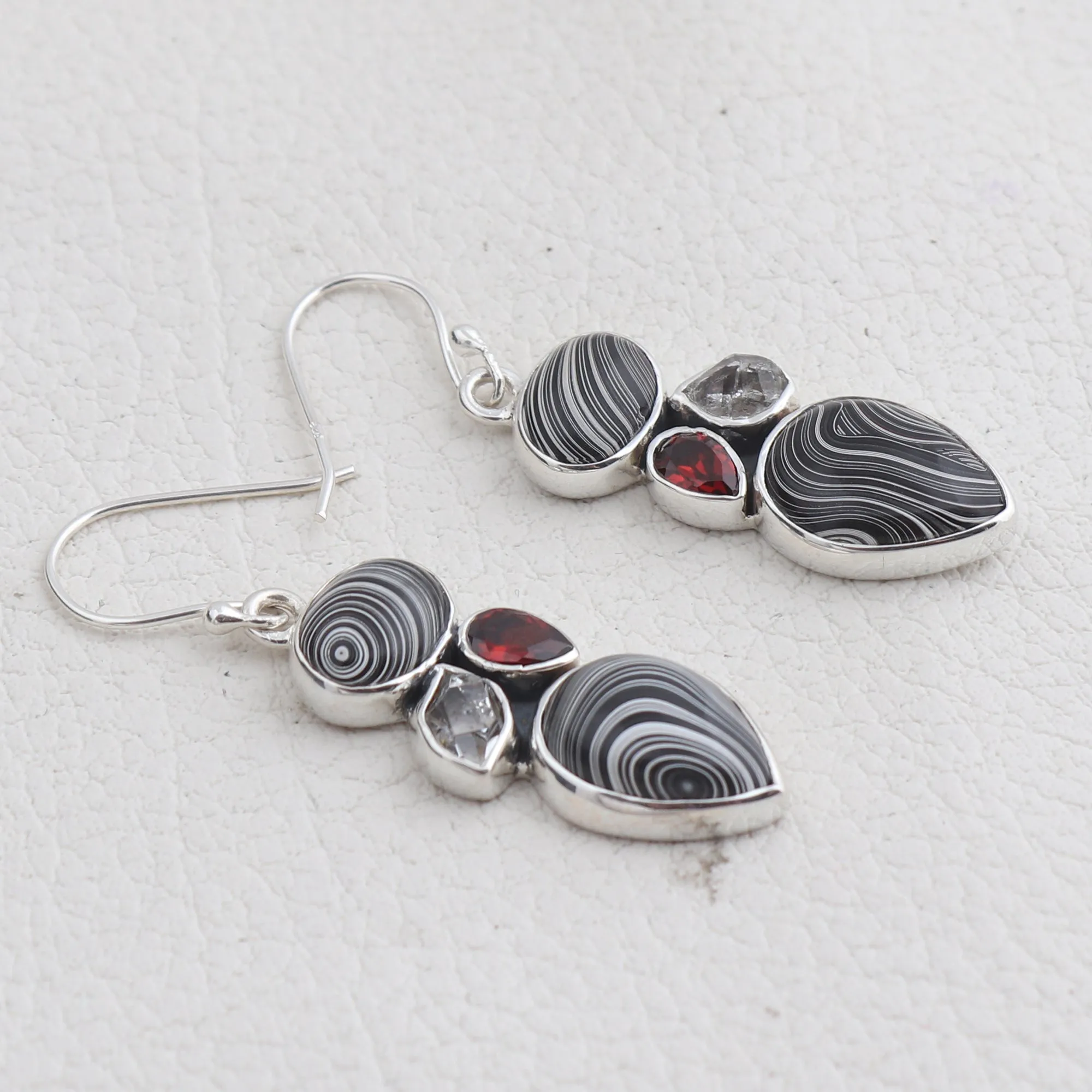 Natural Fordite Silver Earrings