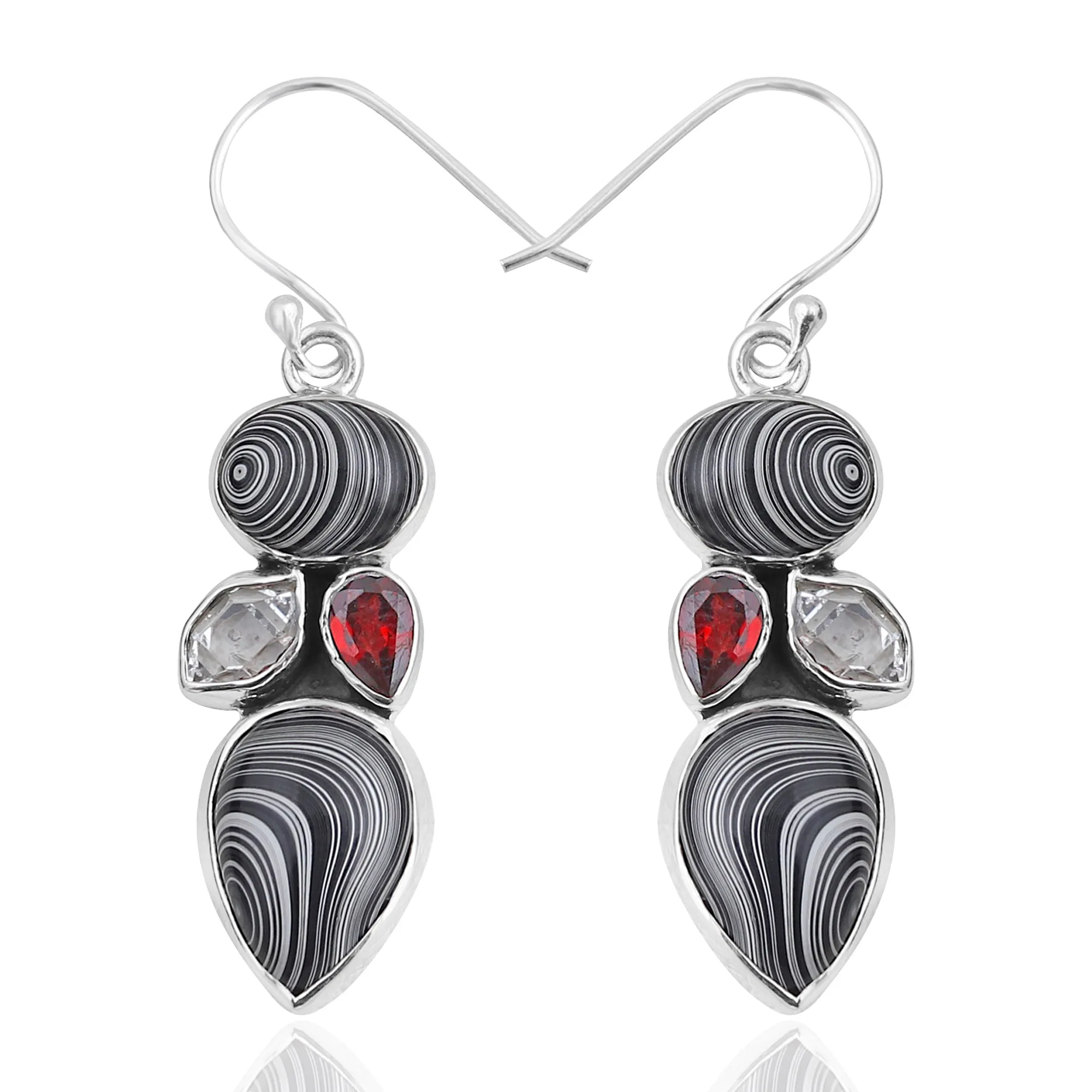 Natural Fordite Silver Earrings