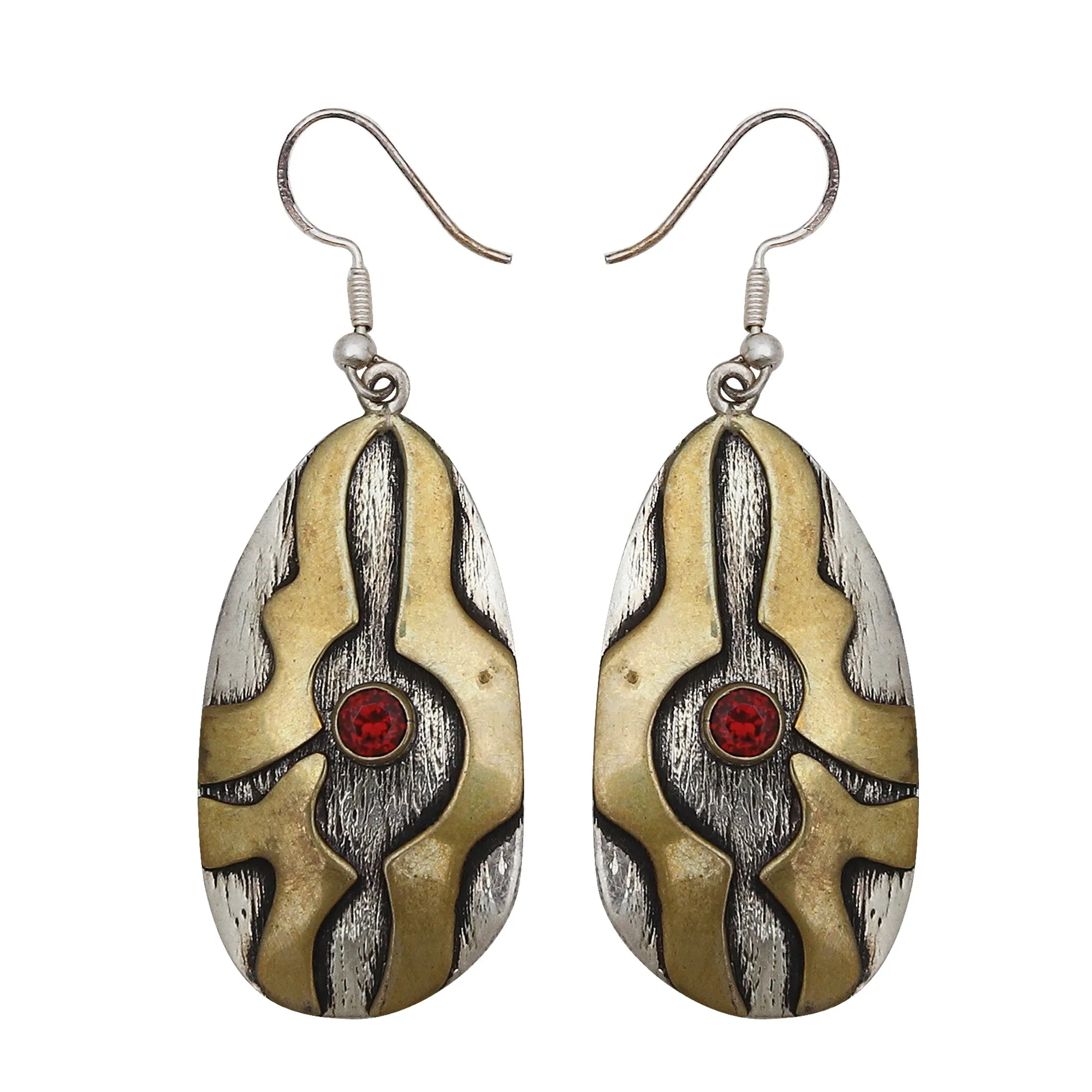 Natural Garnet Silver Earrings